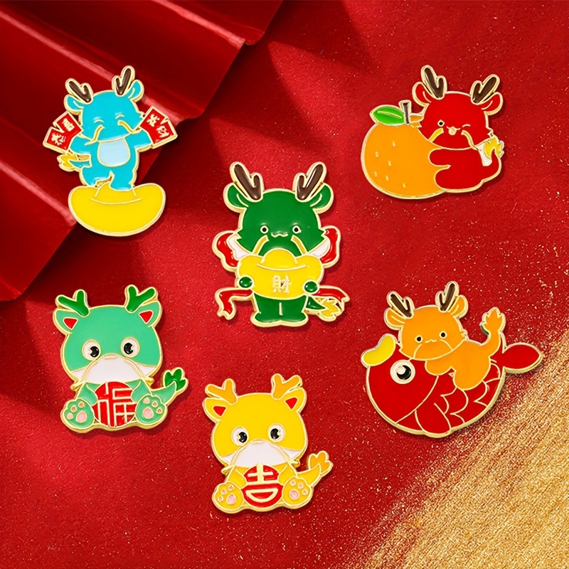 Cute Dragon Pattern Badge Chinese New Year Dragon Cartoon - Temu