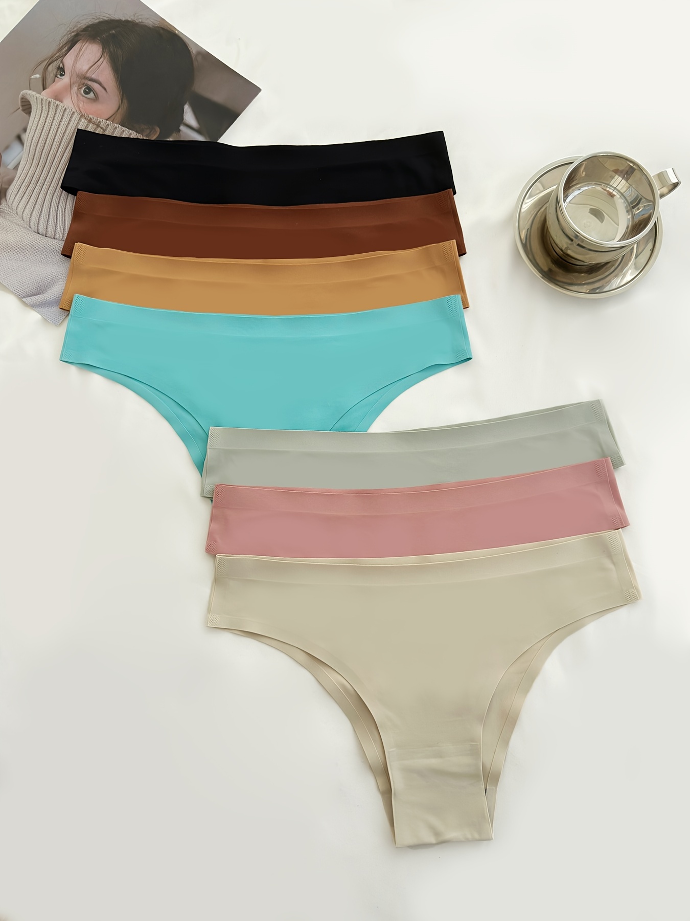 6 Pack Cute Bikini Panties, Mixed Color Bikini Style Cotton Panties,  Women's Lingerie & Underwear