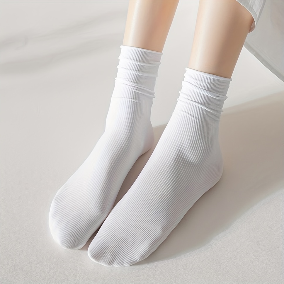 5 Pairs Comfy & Breathable Women's Solid Socks All-match Stockings