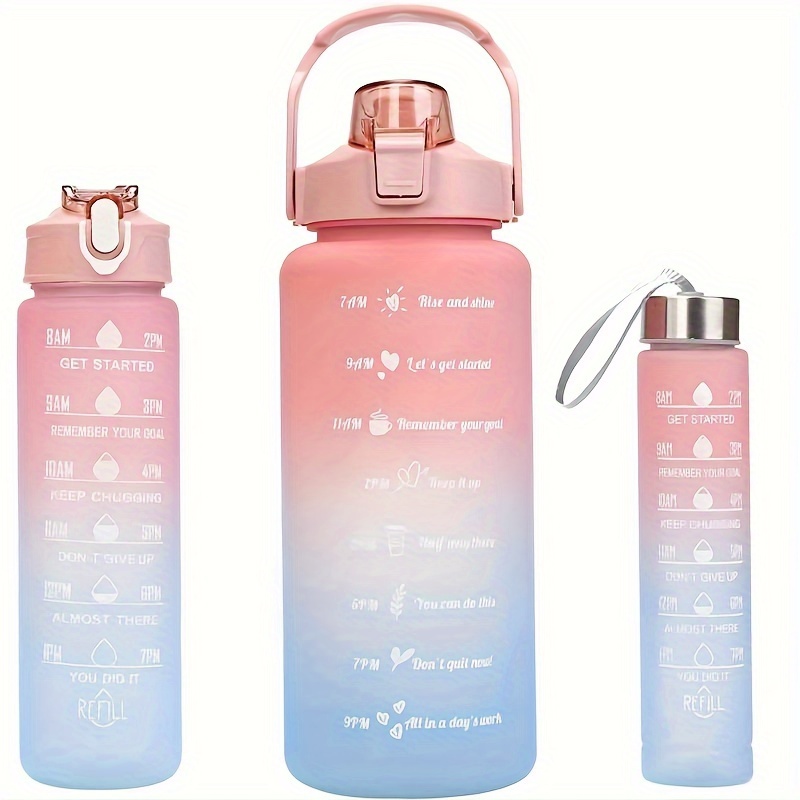3pcs Plastic Water Bottle, Gradient Color Portable Sports Bottle