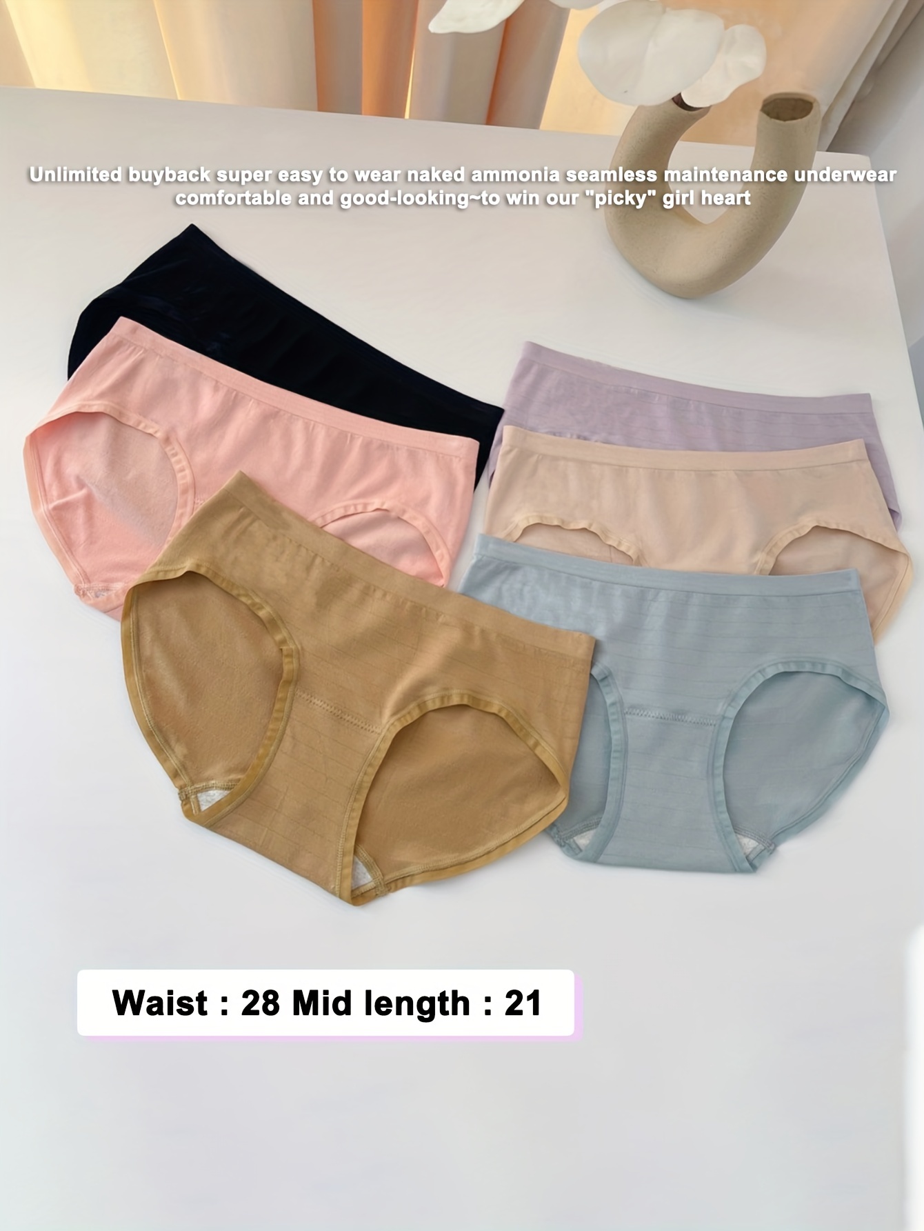 4pcs Women Panties,Female Briefs,Cotton Underpanties,Lady Middle Waist  Briefs,Comfortable Elastic Underwear,Moisture Absorption Briefs