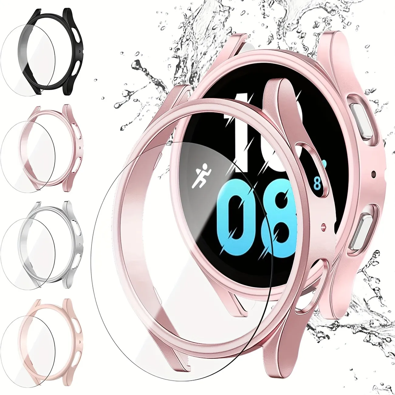 4+ Screen Protector For Galaxy Watch 5/galaxy Watch Case,anti-fog  Tempered Glass Protective Film And Hard Pc Cover Bumper For Watch 5/watch  Smartwatch Accessories Women Men Temu