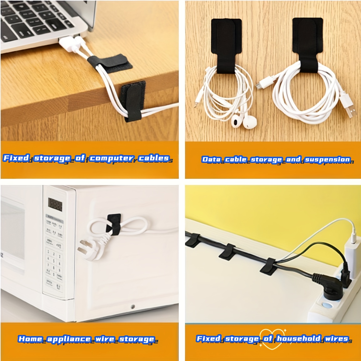 Adhesive Power Cord Storage Strips Tape Double Sided - Temu