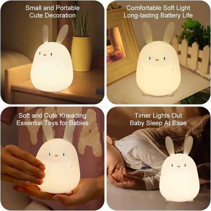 Cute Rabbit Light Kawaii Animal Silicone Parenting Night - Temu