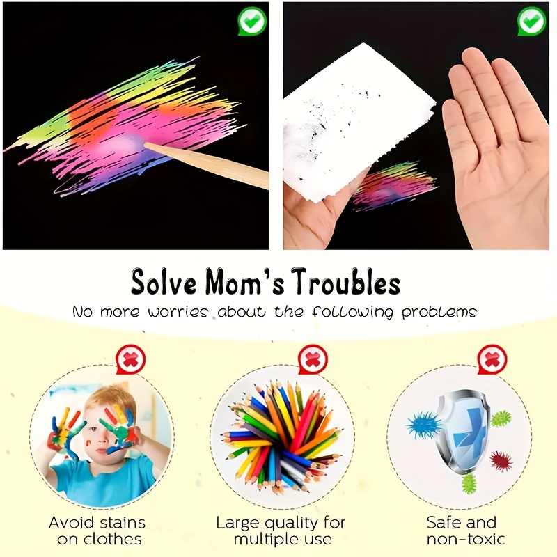 30PCS Scratch Paper Set Easy Carrying Rainbow Off Scratch Paper Craft For  Kids