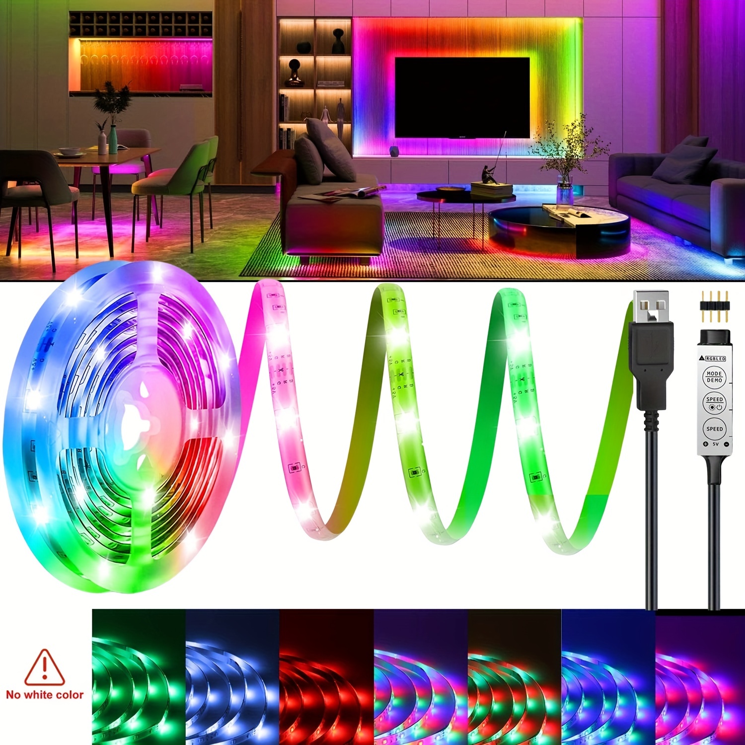 Tiras de luz de 32.8 pies funcionan con Alexa y Google Assistant, control  de aplicaciones, sincronización de música, luces LED que cambian de color  para decoración de dormitorio, cocina, fiesta, techo, 300