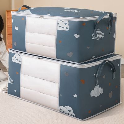 1pc Clothing Organizing Bag, Large Capacity Storage Blankets, Comforters And Duvets, Divider Pockets, Dust And Moisture Proof Closet Or Under Bed