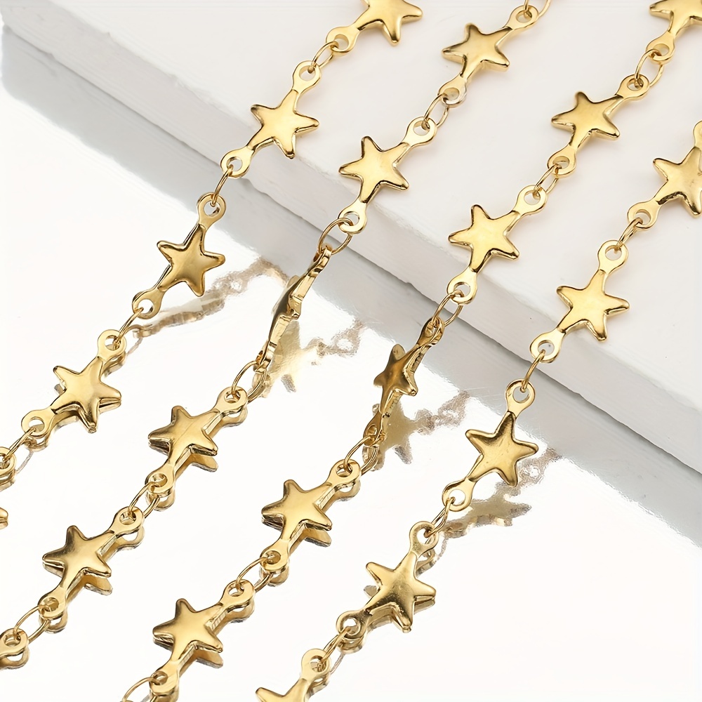 Golden Jewelry Making Chains 2 Styles Moon Star Link Chains - Temu