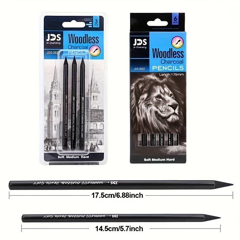 Professional Charcoal Pencils Drawing Set Soft Medium Hard - Temu