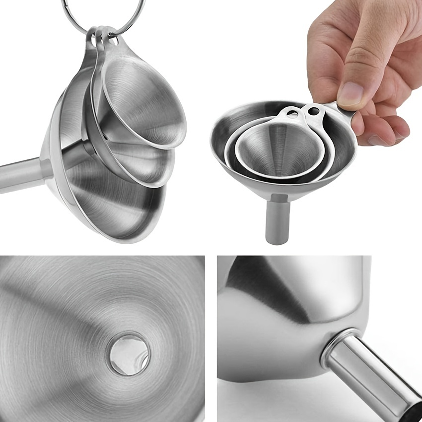 thinkstar 3 In 1 Metal Funnels For Filling Bottles Stainless Steel Small  Kitchen Funnel Set For Transferring Essential Oils Liquid F…