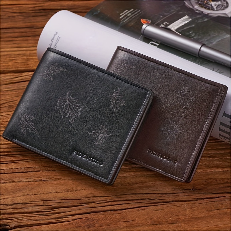 Mens Leather Short Wallet Money Clip Multi Card Card Holder Ultra Thin  Plaid Horizontal Wallet Coin Purse Gift For Men - Bags & Luggage - Temu