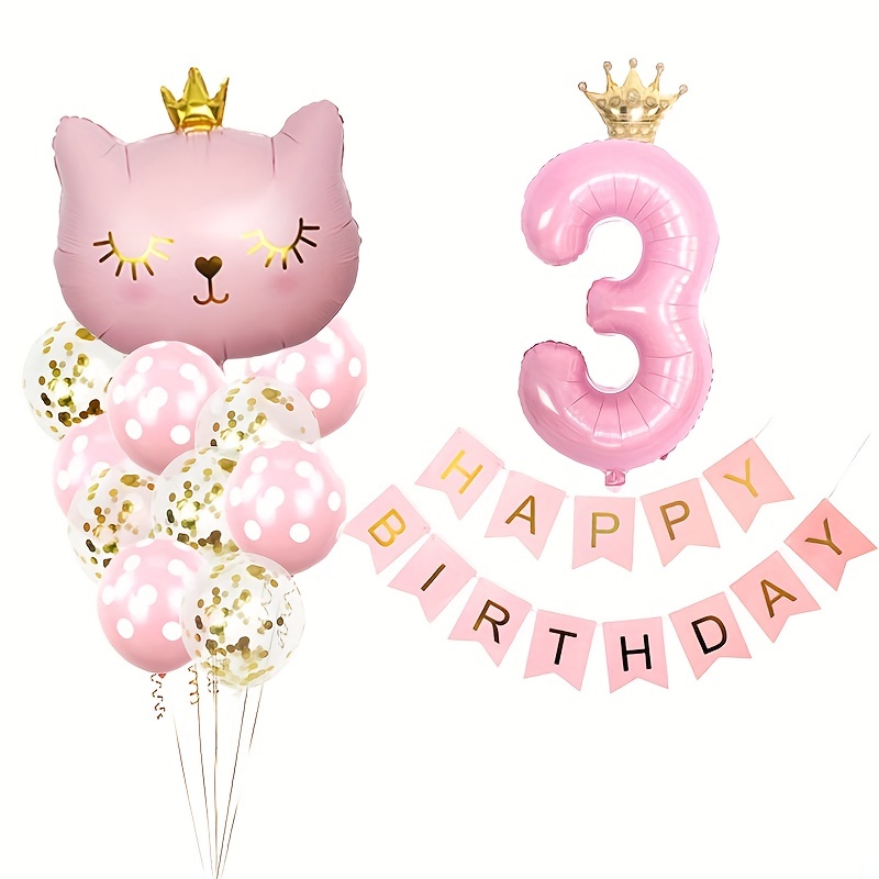 Kit arco di palloncini con gatto rosa per il compleanno del tuo bambino -  Annikids