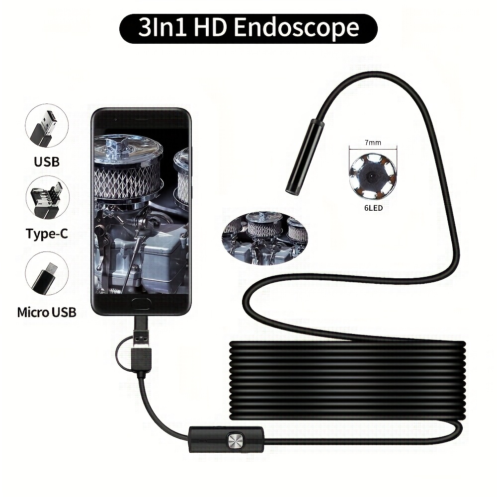 Endoscopio Dental Digital 7mm 6 Led Inspección Endoscopio - Temu