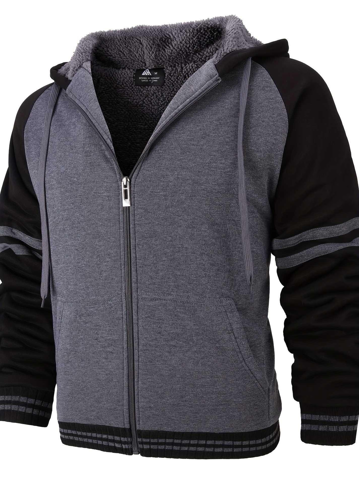 Trendy Color Block Hoodies, Men's Thermal Hooded Jacket Casual