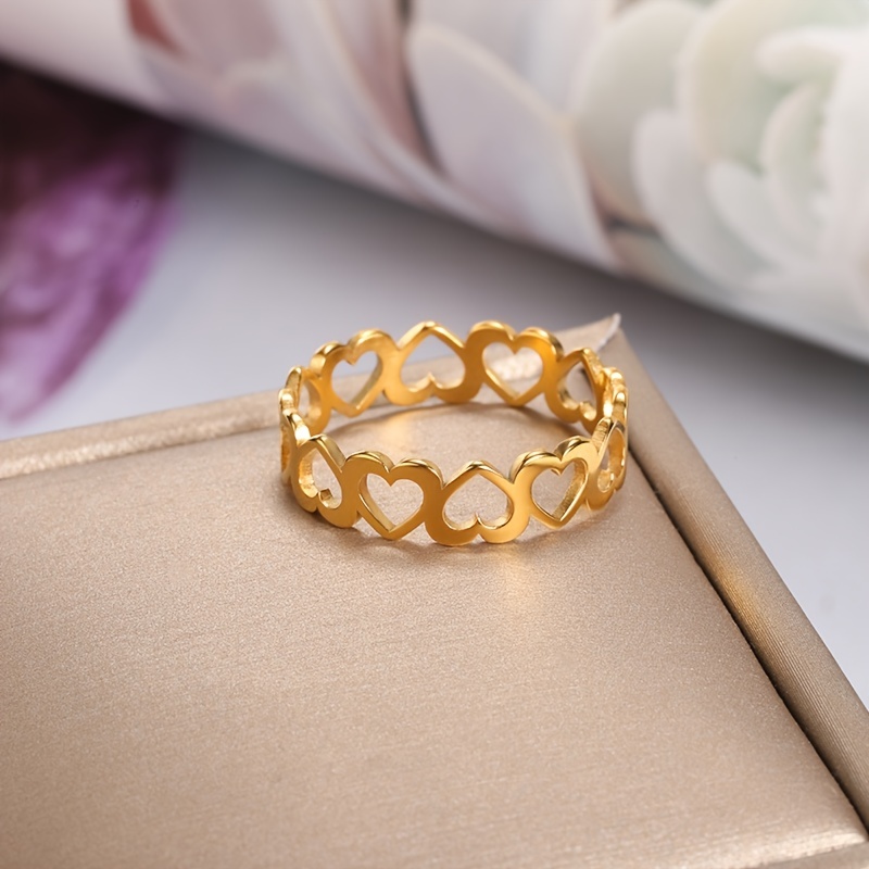 Cheap Women Simple Fashion Heart Shape Ring Girl Jewelry Gift