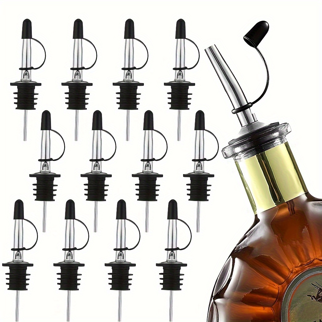 4 pièces verseurs d'alcool en acier inoxydable becs d'huile bouteille becs  verseurs pour huile, vin, vinaigre et liquide, avec bouchons anti-poussière  - Temu Belgium
