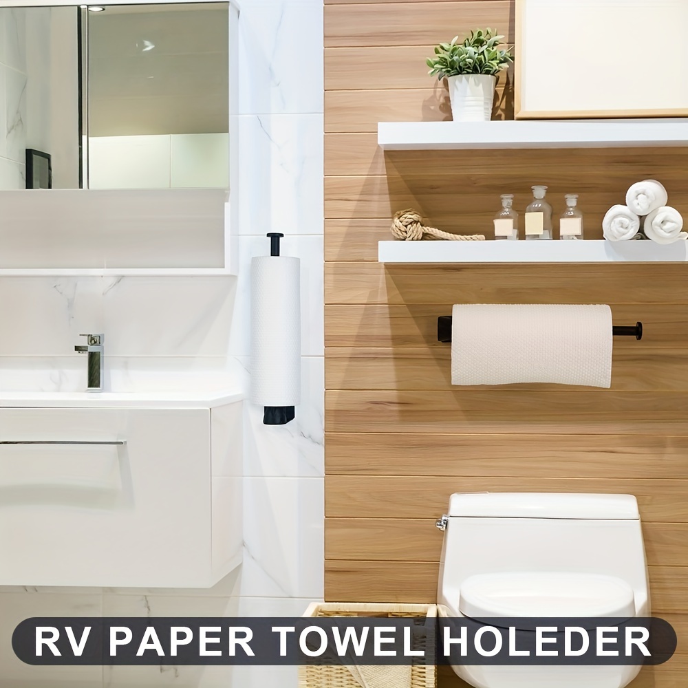 1pc Stainless Steel Paper Towel Holder Single Hand Operable Wall