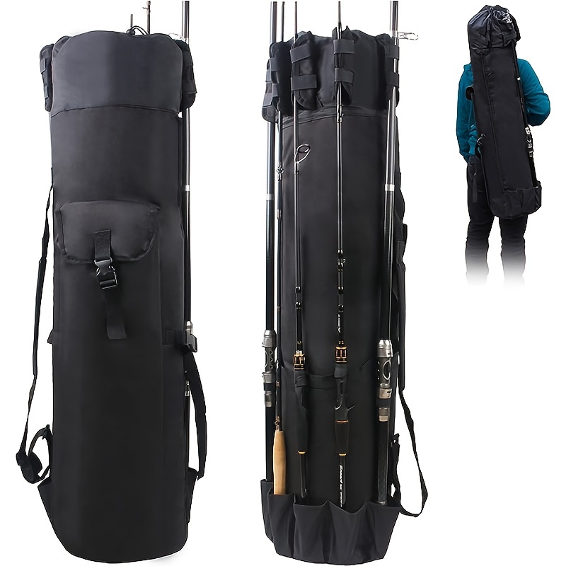 1pc Multifunctional Fishing Rod Bag, Single Shoulder Pole Cylindrical  Storage Bag, Fishing Gear