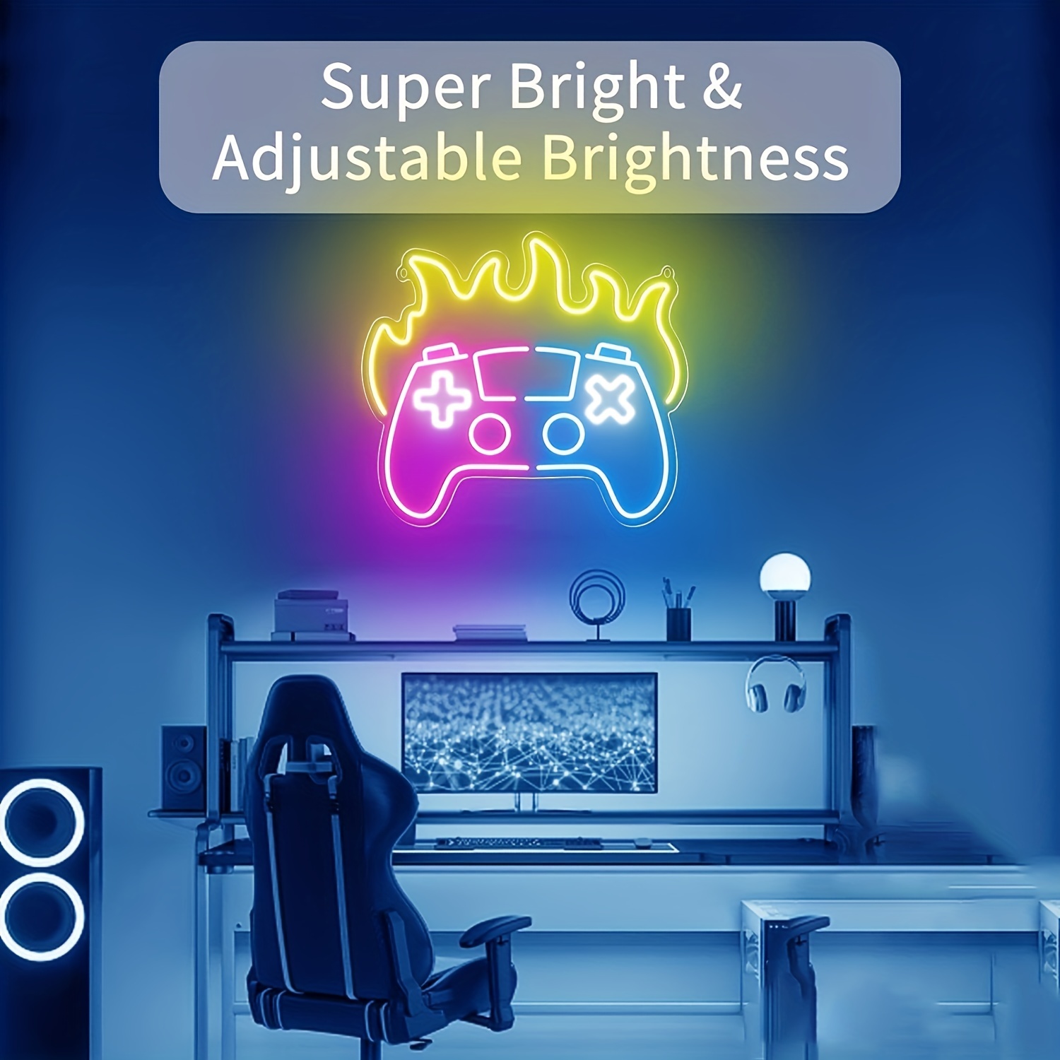 Game Shaped Neon Sign, Gamepad Neon Lights For Video/pc Gamer, Teen Boys'  Gift Bedroom Wall Bar Decor Free Shipping
