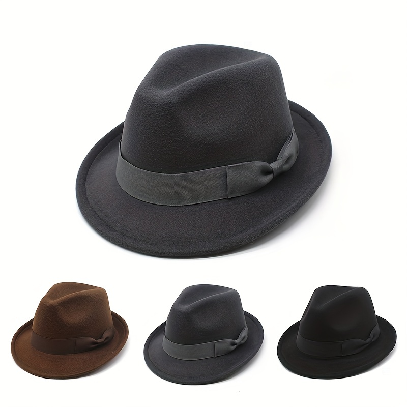 

1pc Short Brim Fedora Hat For Men, Ideal Choice For Gifts