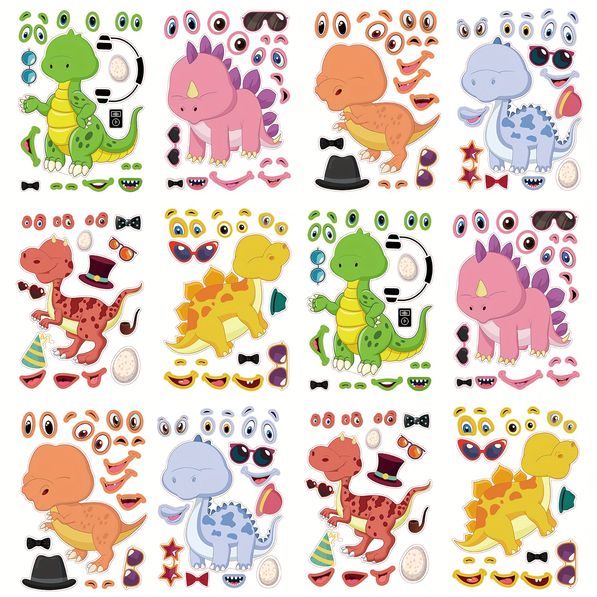

Face Changing Puzzle Dinosaur Puzzle Stickers, Party Holiday Decorative Stickers, Parent-child Interaction Educational Puzzle Stickers