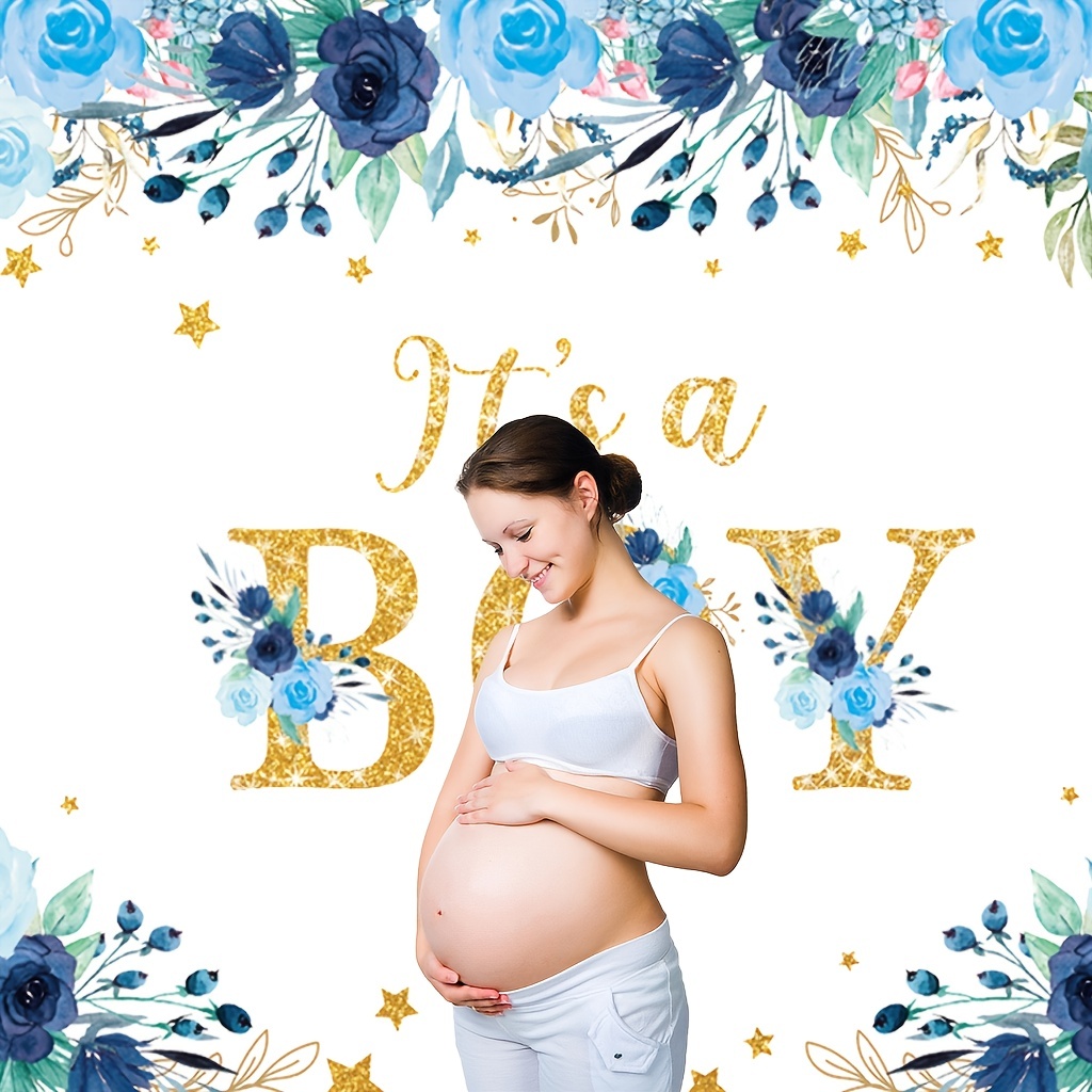 1pc, It's a Boy! Blue Floral Baby Shower Backdrop - Perfect for Photoshoots  and Party Decorations