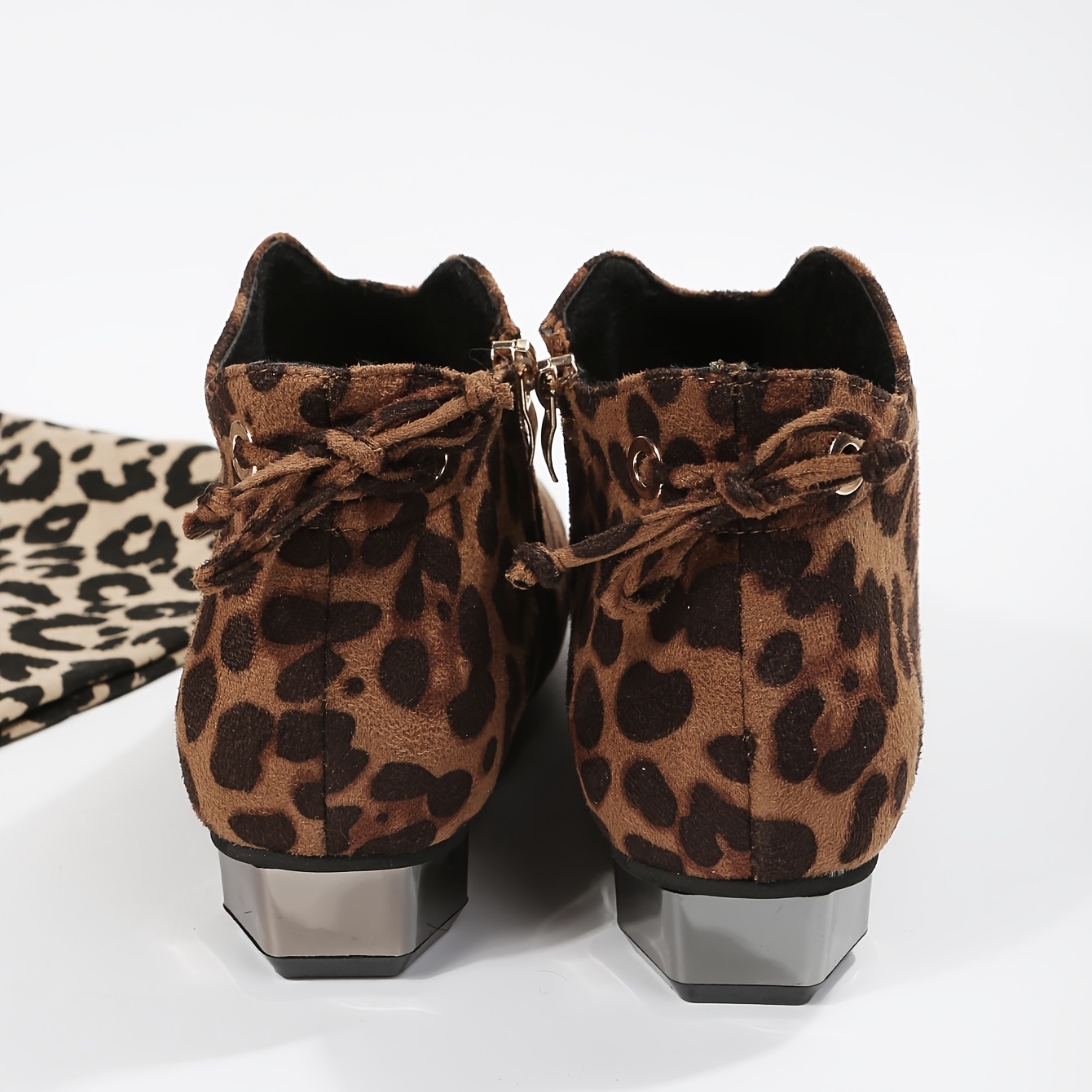 Leopard print flat ankle cheap boots