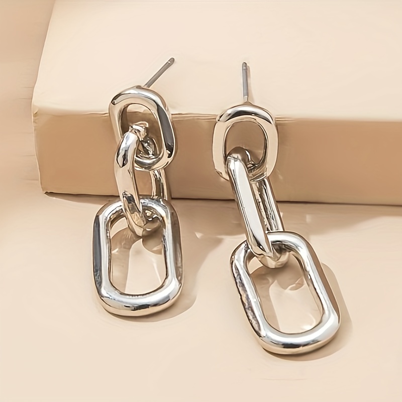 Minimalist Zinc Alloy Golden Chain Earrings