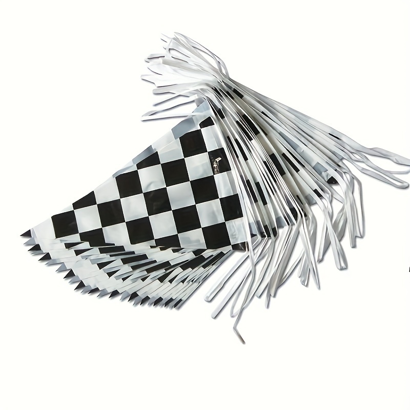 1set 11.81*17.72inch Black And White Grid 1181.1inch Racing Flag F1 Racing  String Flag Triangle Hanging Flag Pull Flag