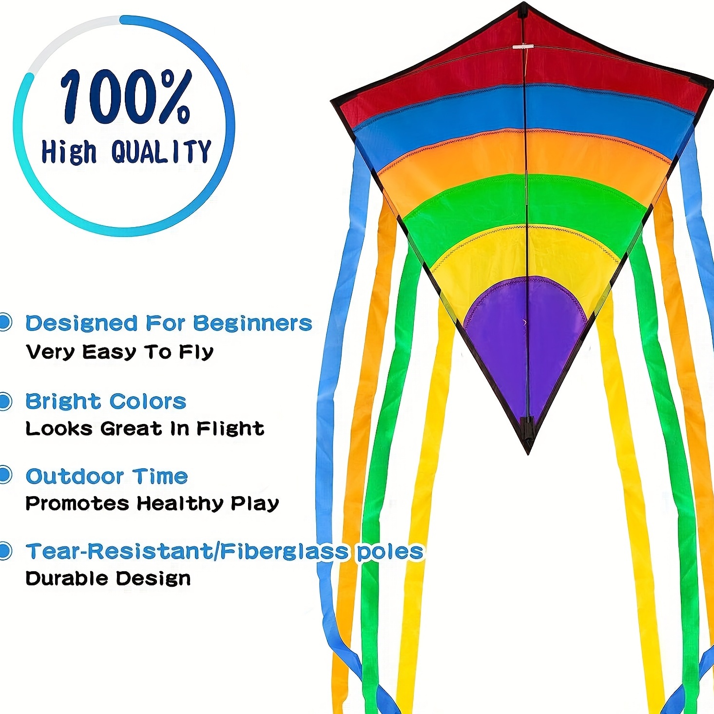 Kite For Kids Adults Easy To Fly Rainbow Diamond Kite Easy - Temu
