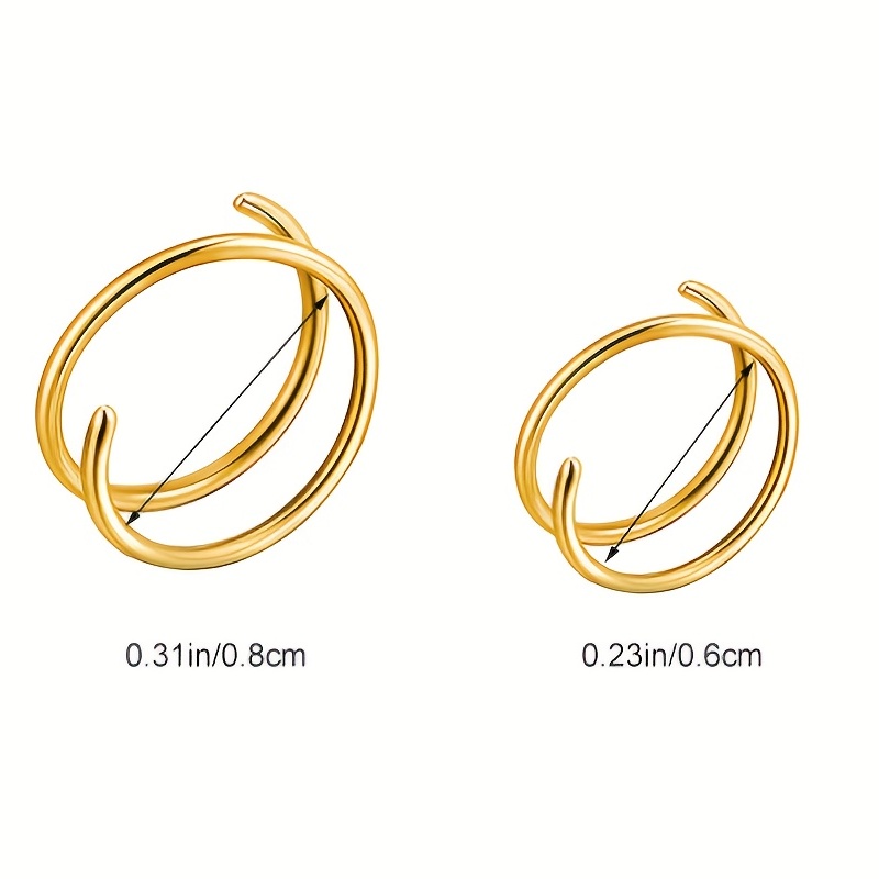 Men's Simple Spiral Stainless Steel Nose Rings, Double-layer