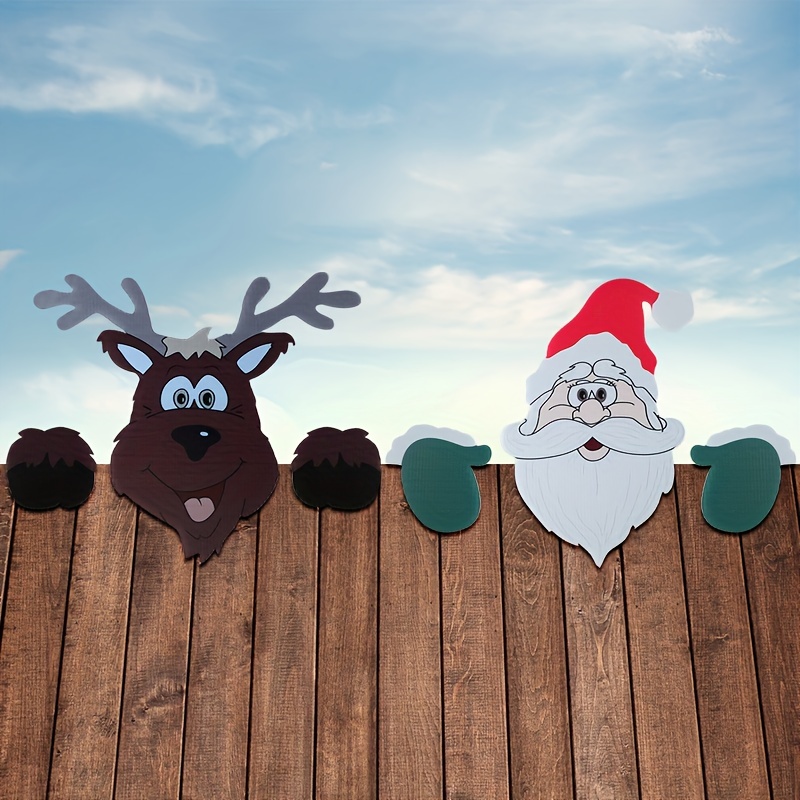 

Christmas Cheer Fence Decor Set - Santa, Reindeer & Snowman Garden Stakes For Outdoor Holiday Display