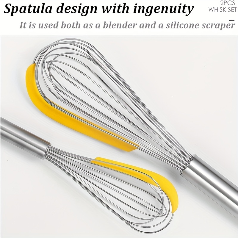 2-in-1 Stainless Steel Whisk Blender with Egg Separator and Silicone  Scraper.