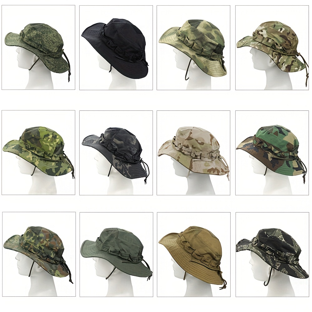 New Tactical Camouflage Breathable Sunscreen Bucket Hat, Fishing Hat, Suitable for Outdoor Mountaineering, Fishing,Multicam,Temu