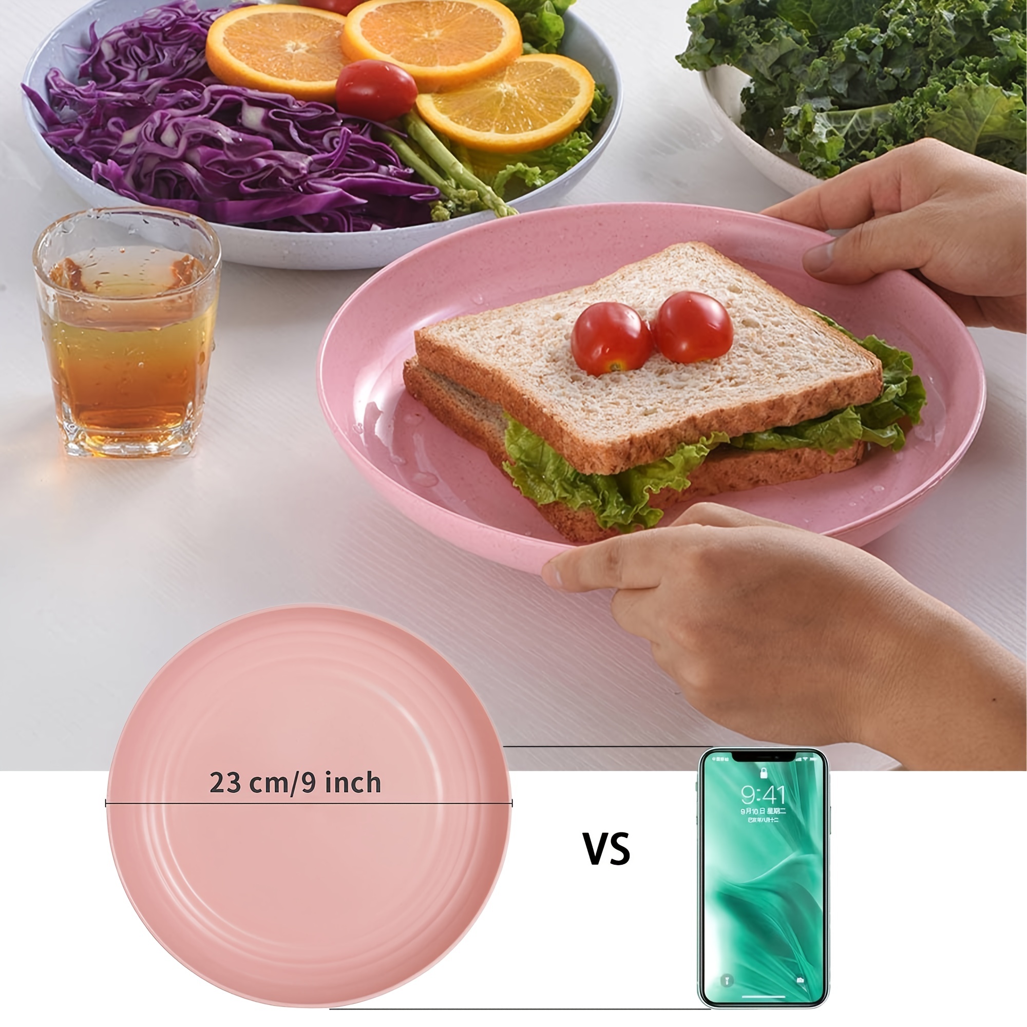 1pcs Food Dinner Plates Reusable, Unbreakable Plastic Dinner Plates,  Lightweight Camping Plates, Various Colors Microwave Plates, Kitchen Plates  Dishwasher Safe. White