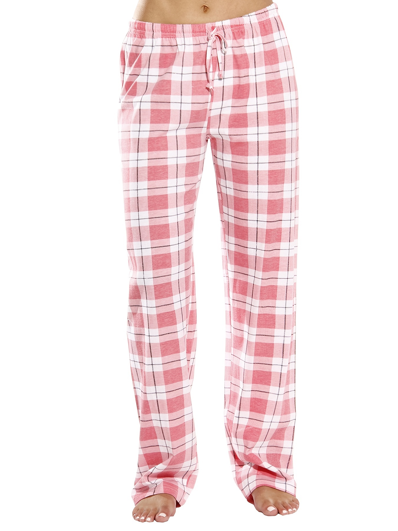 Girls' Plaid Trousers Set Comfy Elastic Waist Loungewear - Temu