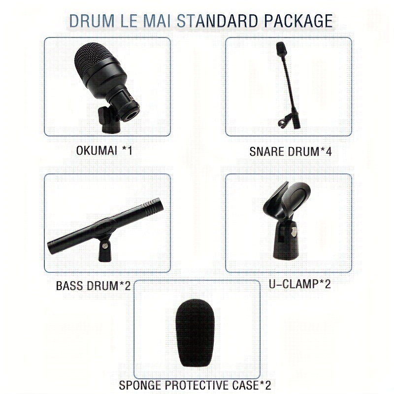 Kit de batterie d'enregistrement condensateur 7pcs set microphone  instrument pour tambour d'étagère professionnel