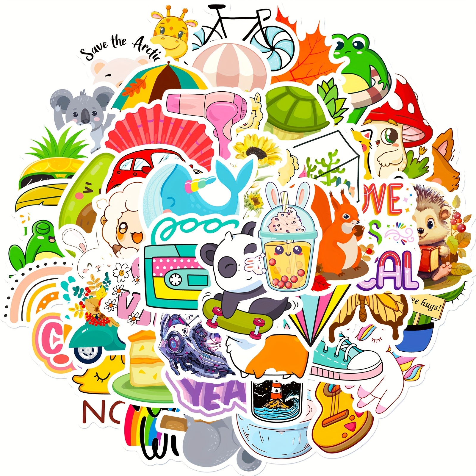 50pcs Reading Graffiti Healing Cute Style Stickers Decorating