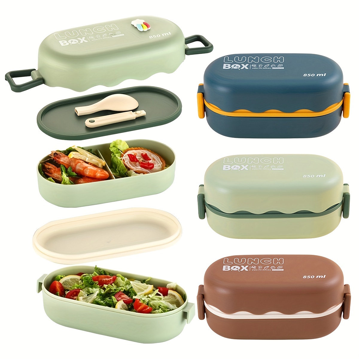 68oz Large Salad Bento Lunch Box for Kids Adults Salad Bowl with 5