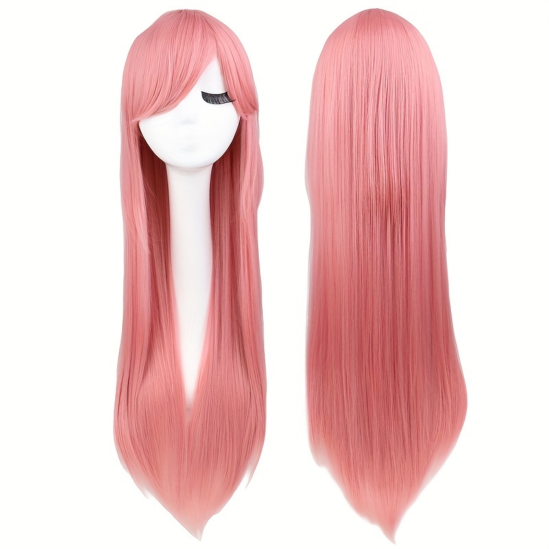 Long Straight Synthetic Wig With Bangs Heat Resistant For Halloween Cosplay