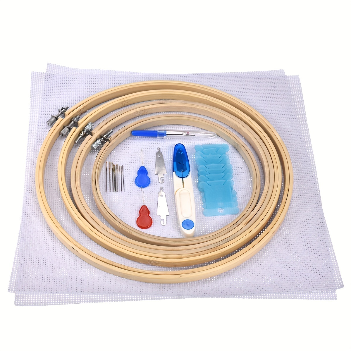 50 Color Threads Embroidery Starter Kit 5 PCS Bamboo Embroidery Hoopsand  DIY craft Cross Stitch Embroidery