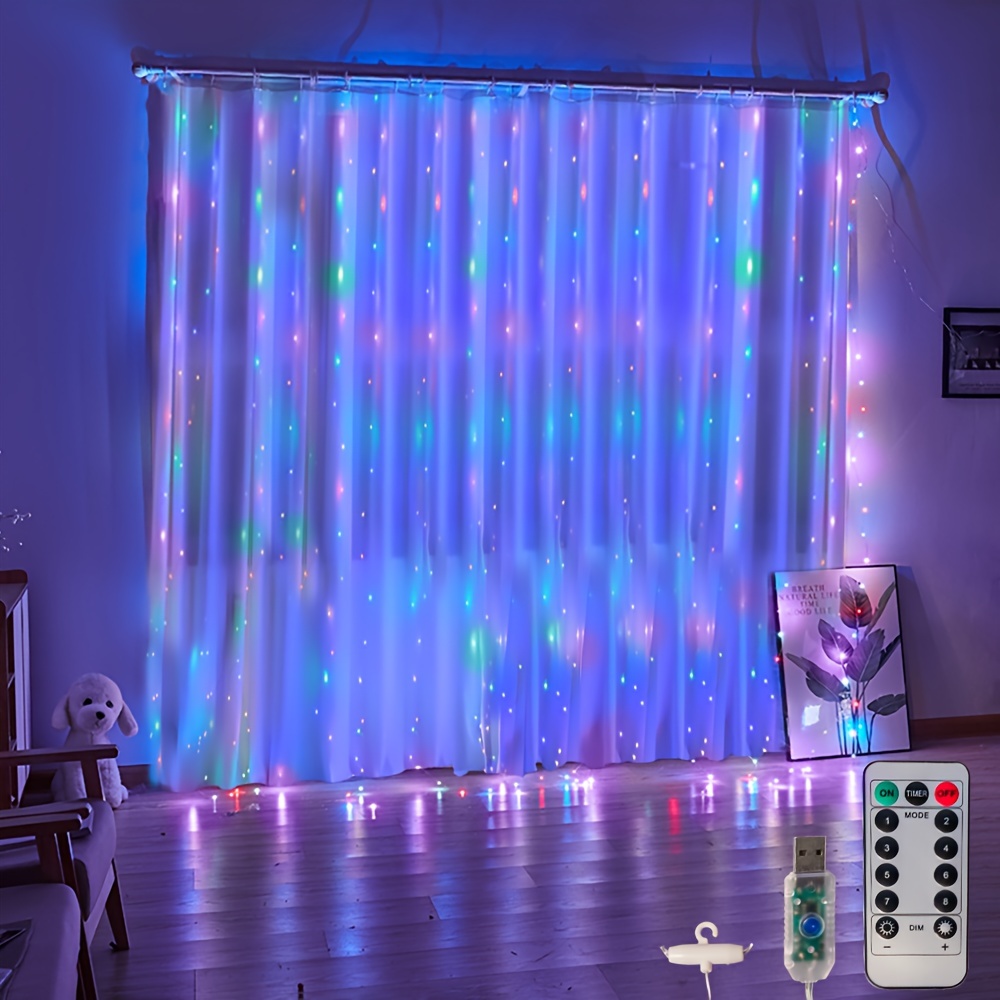 300led Bedroom Curtain Lights Indoor Cozy Fairy Lights 8 Modes String