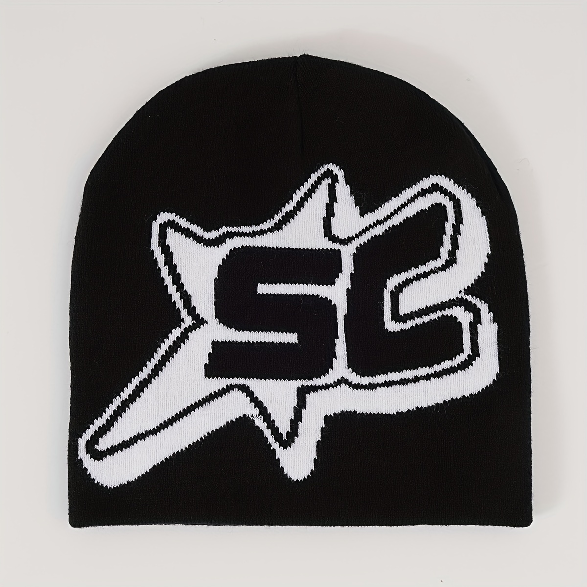 Classic Letter Jacquard Beanie Unisex Y2K Knitted Pullover Hat
