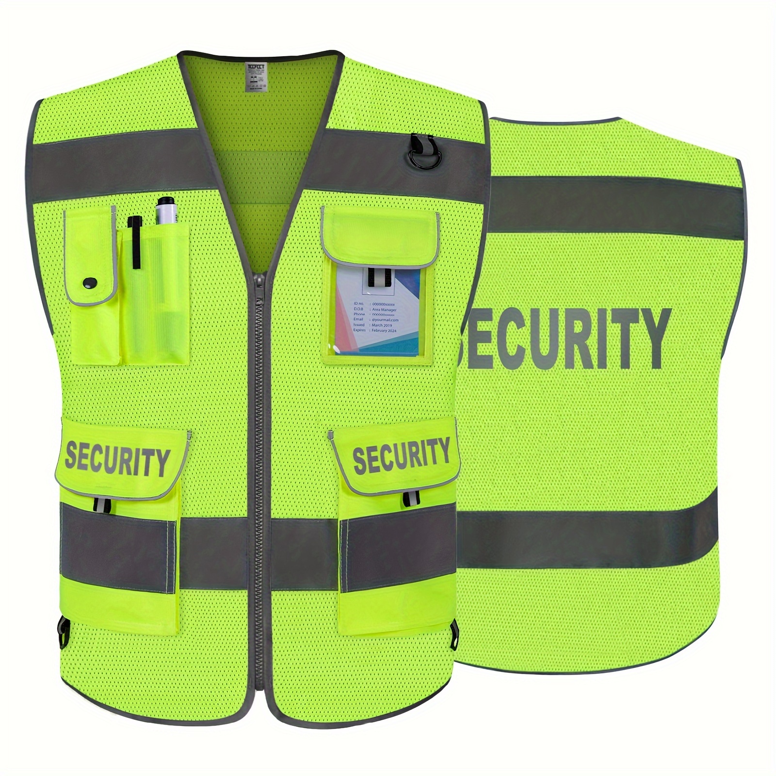 Security Vest Security Guard 9 Pockets High - Temu