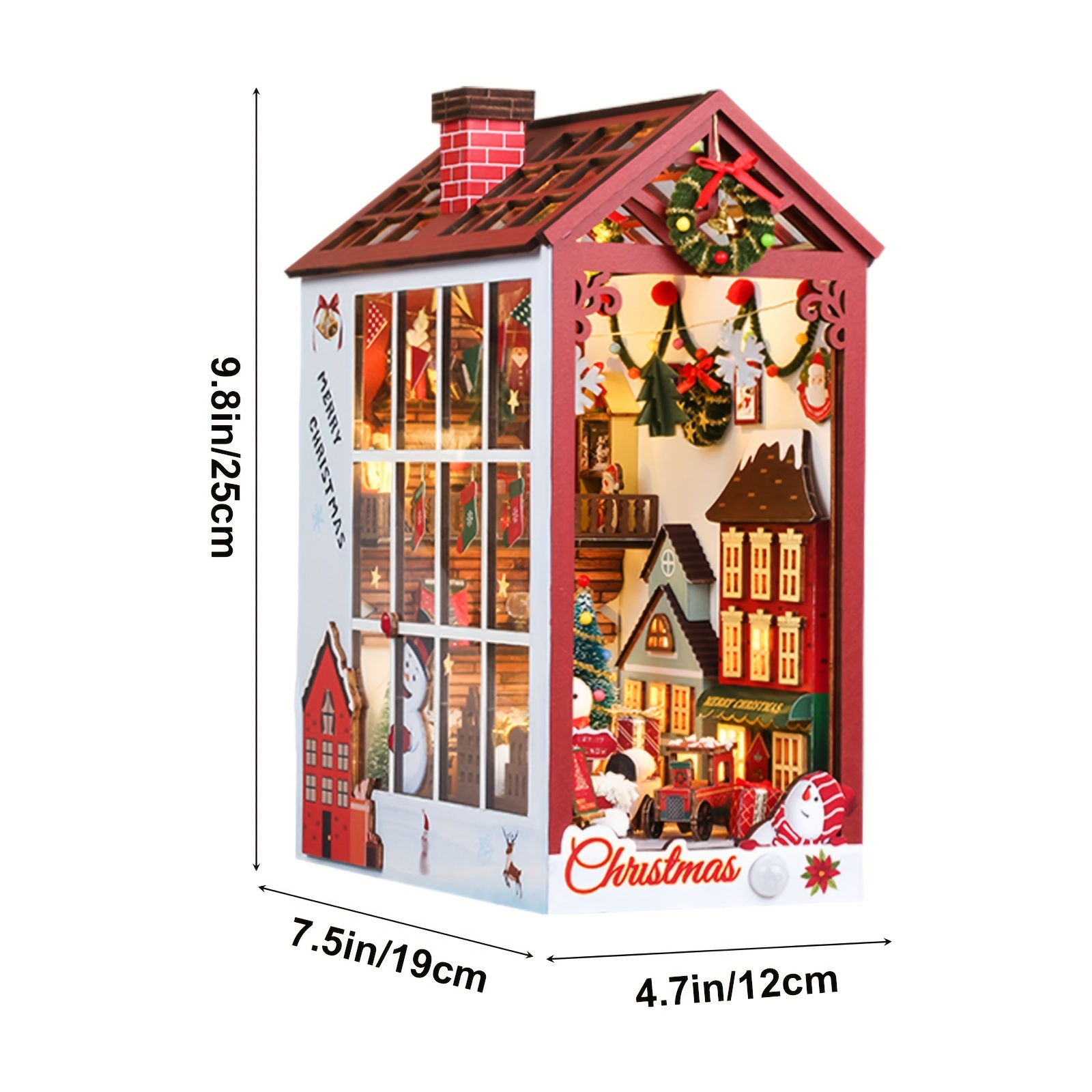 DIY Christmas Book Nook 3D Wooden Dollhouse Bookshelf Insert Miniature Kits  Santa Claus Bookend Home Decor Kids Christmas Gifts