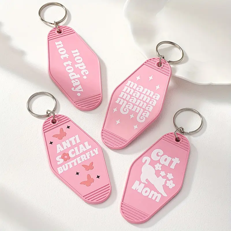 Cat Mama Hotel Motel Keychain Cute Acrylic Key Tags Luggage Tags