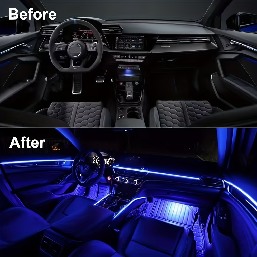 Car Ambient Light 18 in 1 LED RGB Car Interior Light Strip Acrylic Fiber  Optic Light Guide Strip DIY Car Decorative Light Indoor Ambient Light APP  Control