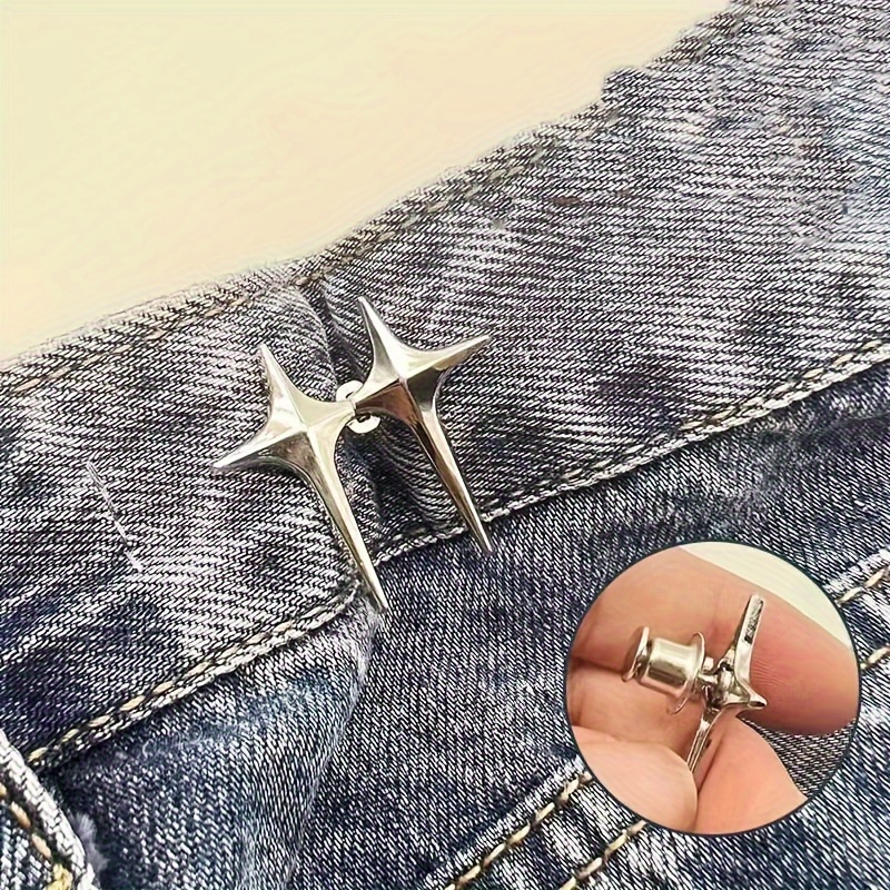 1 Set Of Pant Waist Tightener Instant Jean Buttons For Loose Jeans Pants  Clips For Waist Detachable Jean Buttons Pins No Sewing Waistband