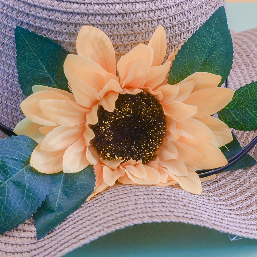 Foldable Sunflower Sun Hat Wide Brim Packable UV Protection Floppy Beach Hat