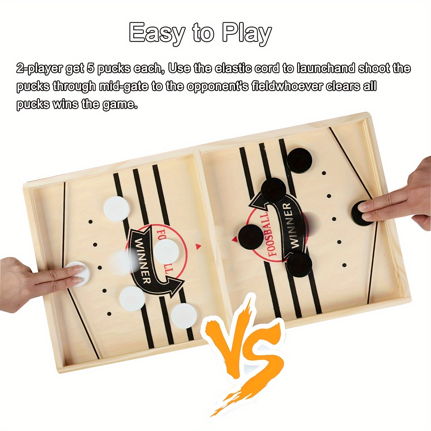 Fast Sling Puck Game - Large Size, Wooden Hockey Game Pucket Board Game,  Battle Winner Slingshot Game, Fast-Paced Fun Board Game for a Family Game